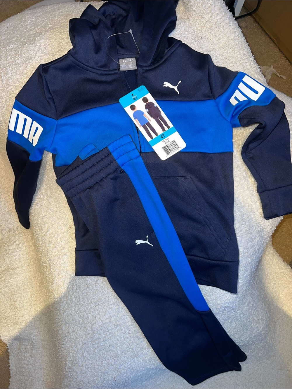 PUMA Kids Navy and Royal Blue Hoodie Jogger Set